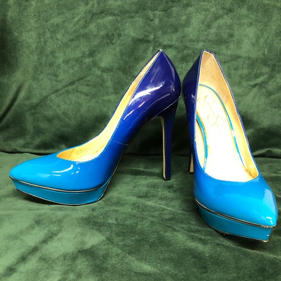 Jessica Simpson Blue Ombré Platform Heels 8.5 - Picture 1 of 8